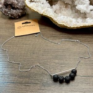 Silver Tone Iron Chain Lava Rock Diffuser Necklace